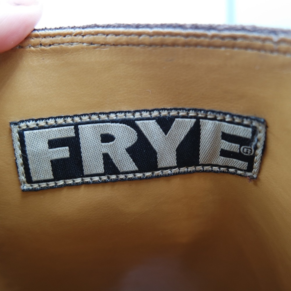Vintage 2001 Frye Rebel Zip Platform Y2K Womens Dark Brown Suede Tall Boots 7M - Picture 10 of 16